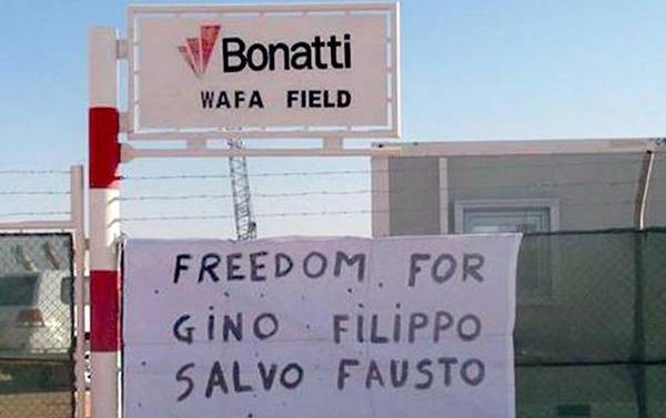 ''Freedom for Gino, Filippo, Salvo e Fausto''