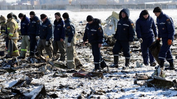 موقع تحطم طائرة فلاي دبي في مطار روستوف أون دون جنوبي روسيا