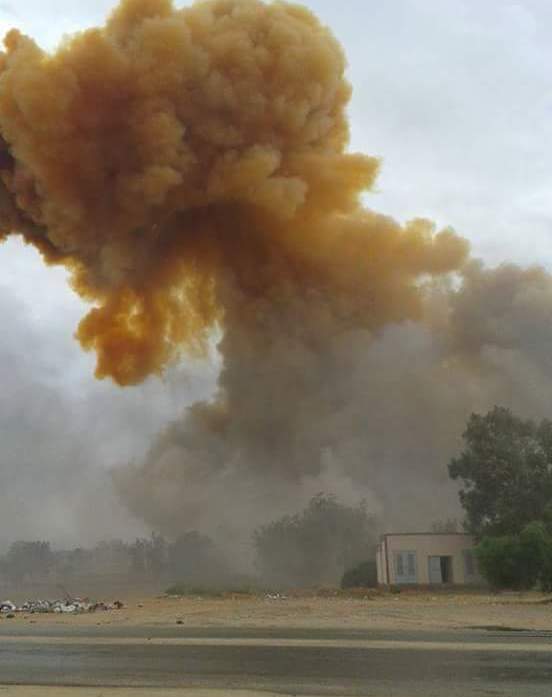 صورة انفجار مخزن الاسلحة في القره بوللي (الانترنت)