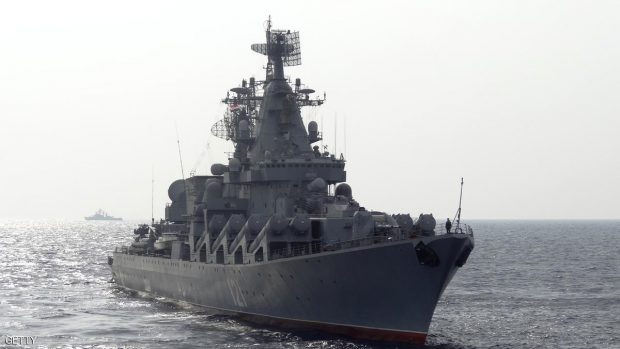سفينة حربية روسية بالقرب من السواحل السورية في البحر المتوسط
