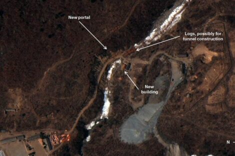 صورة تظهر عمليات تشييد في موقع النفق النووي الكوري الشمالي