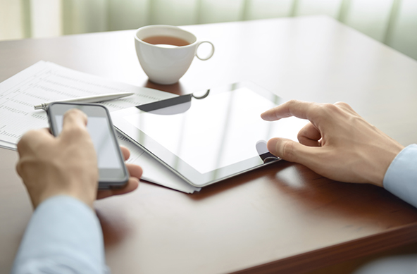 Businessman working at his workplace