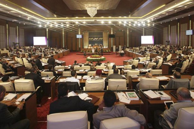 Members of the National Congress meet to vote on the selection of a National Congress president and deputies in Tripoli