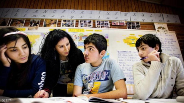 أطفال من طالبي اللجوء في إحدى مدارس ستوكهولم