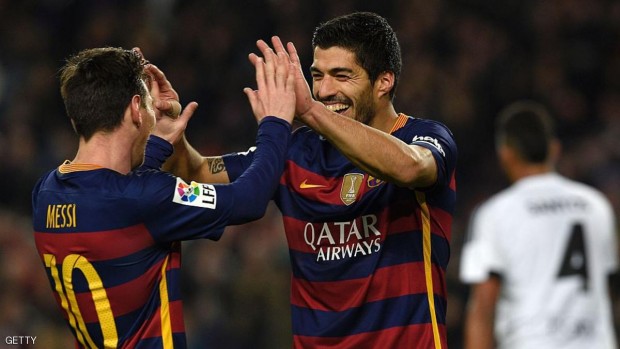 ميسي وسواريز سجلا أهداف برشلونة السبعة