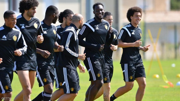 جانب من تدريبات المنتخب البلجيكي في فرنسا