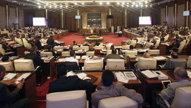 Members of the National Congress meet to vote on the selection of a National Congress president and deputies in Tripoli