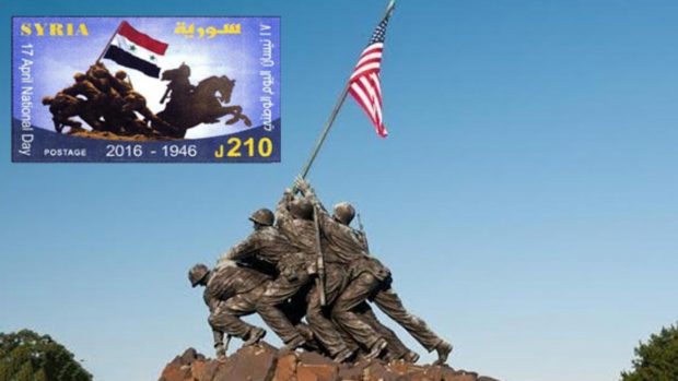 السلطات السورية أصدرت الطابع احتفالاً بيوم الاستقلال