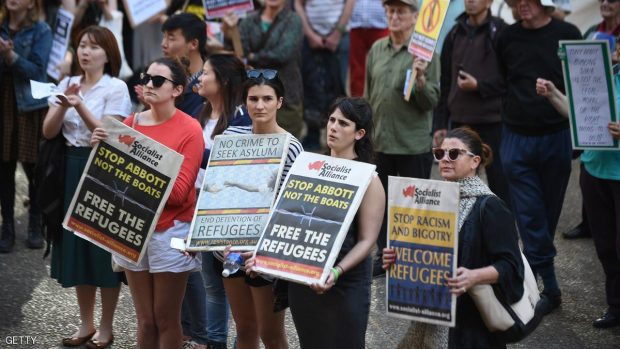 محتجون خلال مسيرة تأييد للاجئين في سيدني