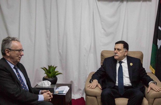   اجتماع رئيس المجلس الرئاسي فايز السراج مع السفير الفرنسي في ليبيا