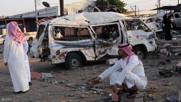 أرشيفية لأضرار بالسعودية خلفتها قذائف من الجانب اليمني